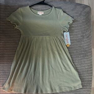 Cat & Jack Olive Ribbed Kids Dress